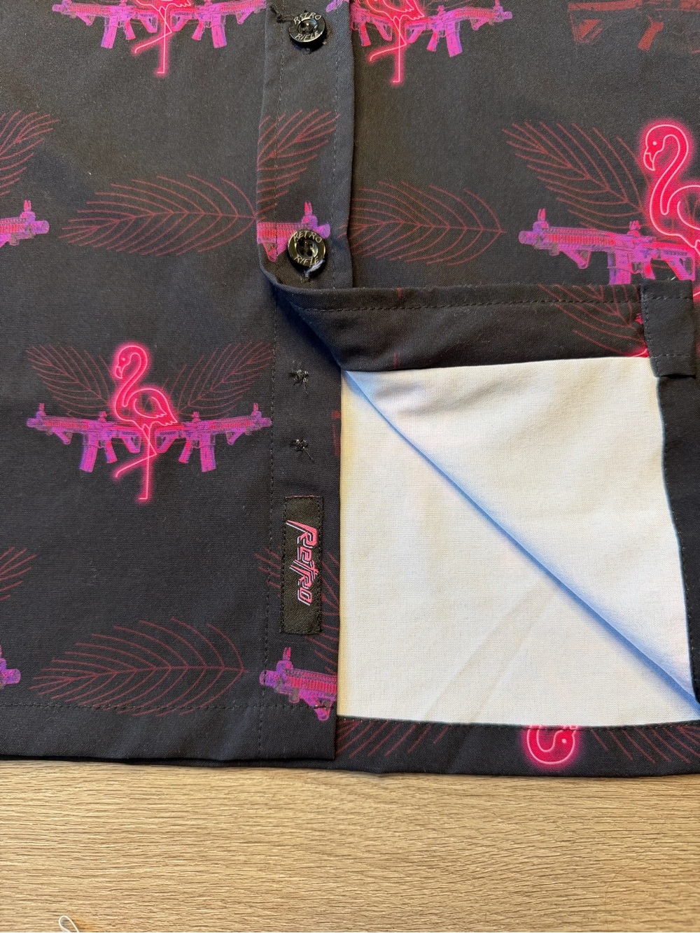 Retro Rifle D Flamingo Button Up - Picture 3 of 6